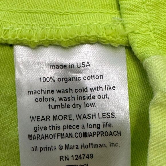 Mara Hoffman Milla Cropped Denim Top Lime Green Sweetheart Organic Cotton Size 0 - Picture 7 of 7